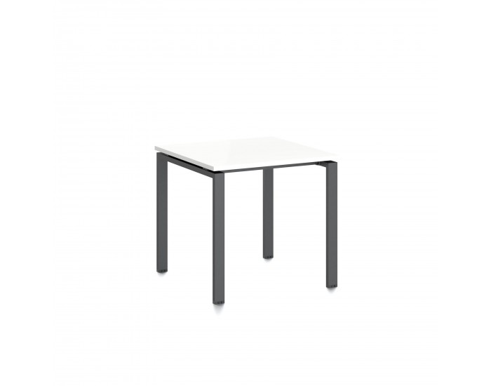 Заседателна маса RFG Monaco, 800 x 800 x 750 mm, ПДЧ 25 mm, бял плот, черни метални крака