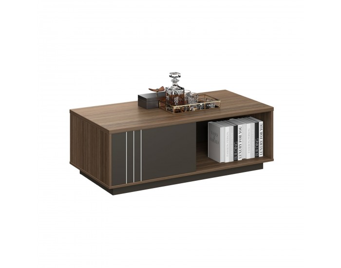 Ниска маса RFG Chicago, 1200 х 600 х 420 mm, правоъгълен плот, ПДЧ 25 mm, дъб Рейн и тъмносиво