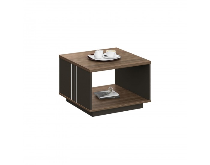 Ниска маса RFG Chicago, 600 х 600 х 420 mm, квадратен плот, ПДЧ 25 mm, дъб Рейн и тъмносиво