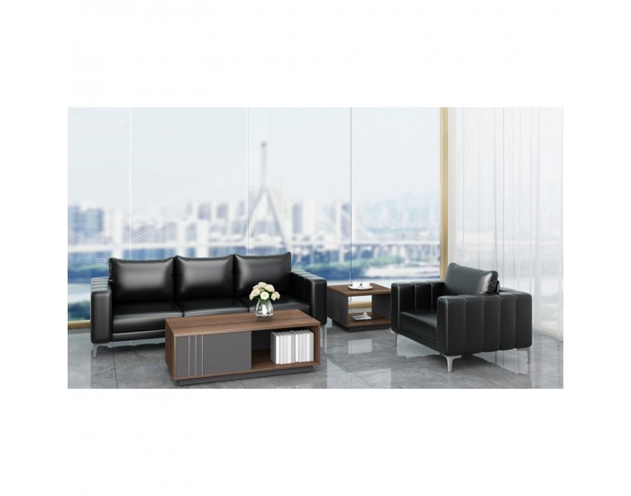 Ниска маса RFG Chicago, 600 х 600 х 420 mm, квадратен плот, ПДЧ 25 mm, дъб Рейн и тъмносиво