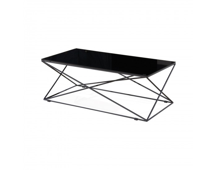 Ниска маса RFG Cubo, 1200 х 600 х 440 mm, правоъгълен стъклен плот, черна