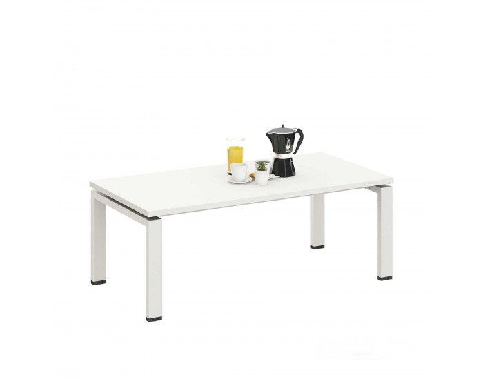 Ниска маса RFG Monaco, 1200 х 600 х 450 mm, правоъгълен плот, ПДЧ 25 mm, метална основа, бяла