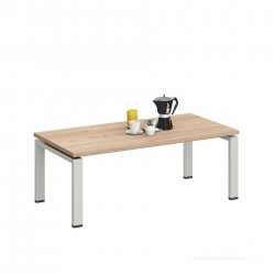 Ниска маса RFG Monaco, 1200 х 600 х 450 mm, правоъгълен плот, ПДЧ 25 mm, метална основа, плот бряст, бял метал - Rfg