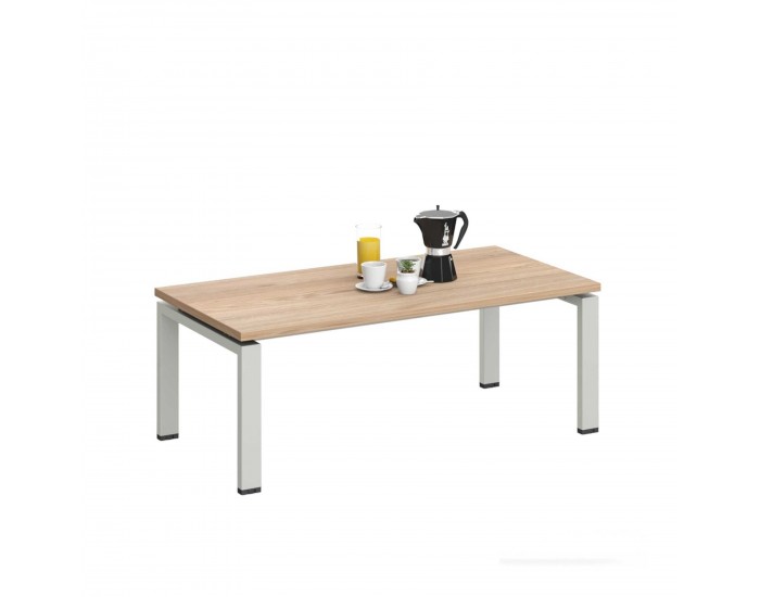 Ниска маса RFG Monaco, 1200 х 600 х 450 mm, правоъгълен плот, ПДЧ 25 mm, метална основа, плот бряст, бял метал