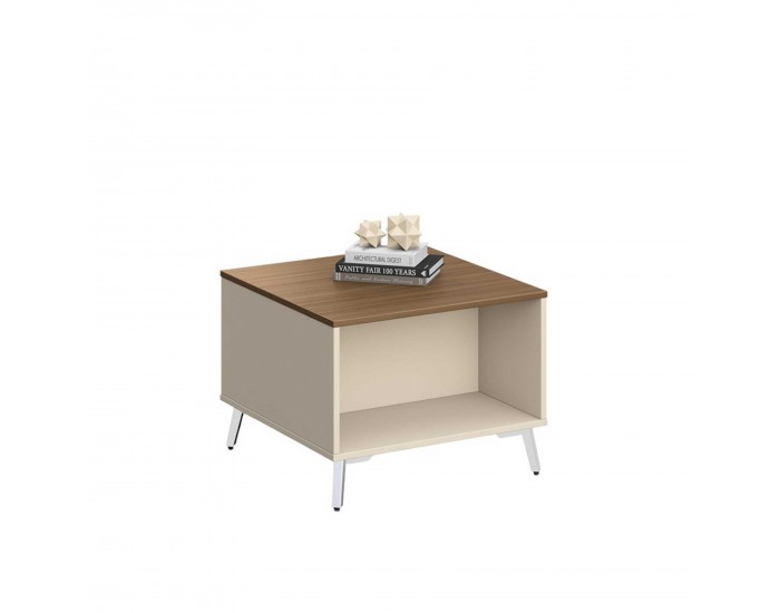 Ниска маса RFG Paris, 600 х 600 х 450 mm, квадратен плот, ПДЧ 25 mm, орех и светлосиво