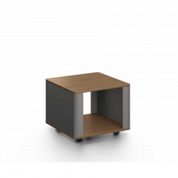 Ниска маса RFG Parma, 600 х 600 х 450 mm, квадратен плот, ПДЧ 25 mm, орех и перлен графит - Rfg