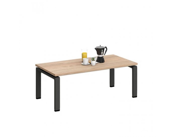 Ниска маса RFG Monaco, 1200 х 600 х 450 mm, правоъгълен плот, ПДЧ 25 mm, черна метална основа, плот бряст