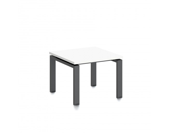 Ниска маса RFG Monaco, 600 x 600 x 450 mm, ПДЧ 25 mm, бял плот, черни метални крака