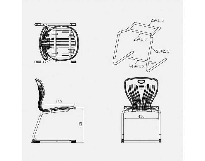 Ученически стол RFG Maxima C, от V до VIII клас, 43 х 45 х 43 cm, до 120 kg, небесносин