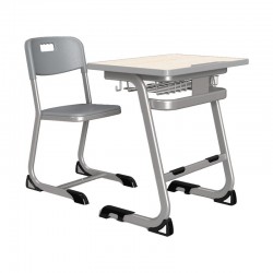 Ергономичен чин и стол RFG Istudy Grey, от VIII до XII клас, 700 х 500 х 760 mm, плот светъл бук, сиви крака - Rfg