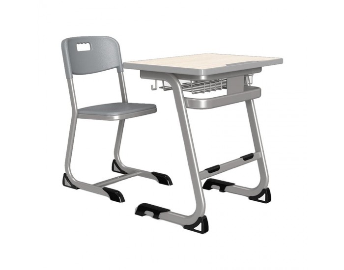 Ергономичен чин и стол RFG Istudy Grey, от VIII до XII клас, 700 х 500 х 760 mm, плот светъл бук, сиви крака
