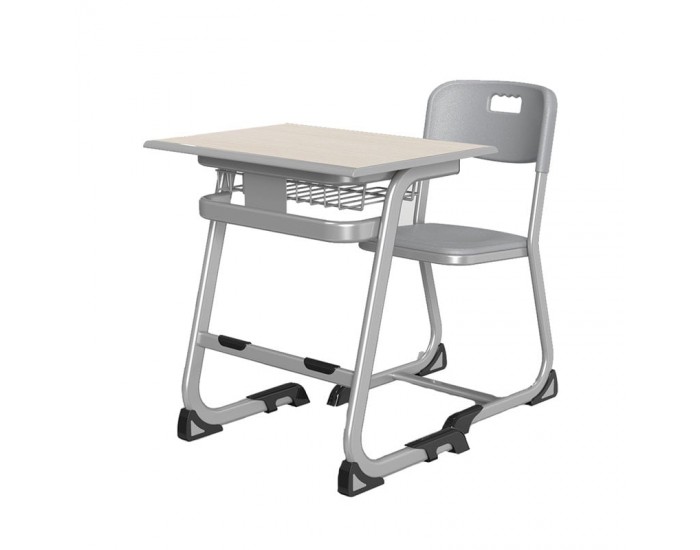 Ергономичен чин и стол RFG Istudy Grey, от VIII до XII клас, 700 х 500 х 760 mm, плот светъл бук, сиви крака