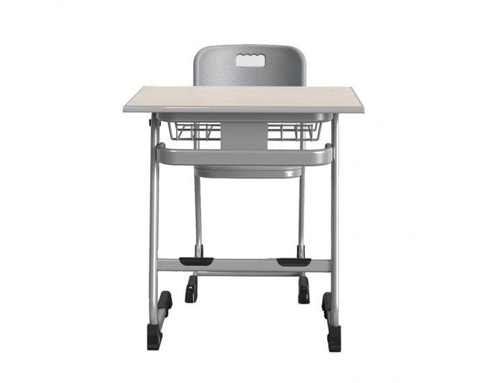 Ергономичен чин и стол RFG Istudy Grey, от VIII до XII клас, 700 х 500 х 760 mm, плот светъл бук, сиви крака