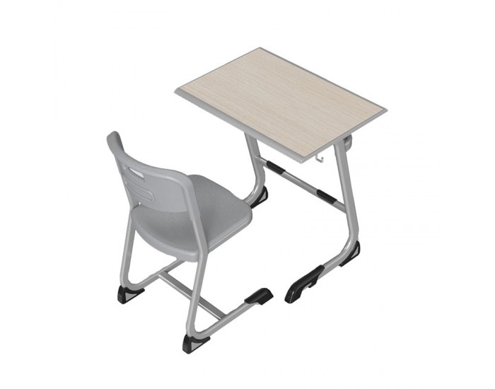 Ергономичен чин и стол RFG Istudy Grey, от VIII до XII клас, 700 х 500 х 760 mm, плот светъл бук, сиви крака