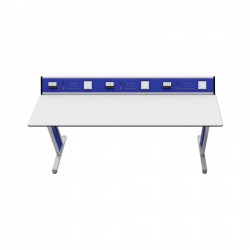 Ученическа маса RFG Flat, лабораторна, над VII клас, 180 х 60 х 75 cm, синьо-бяла - Rfg
