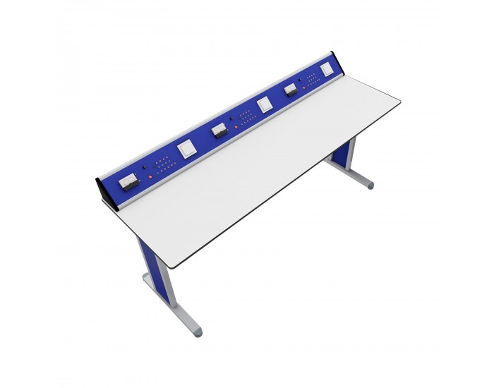 Ученическа маса RFG Flat, лабораторна, над VII клас, 180 х 60 х 75 cm, синьо-бяла