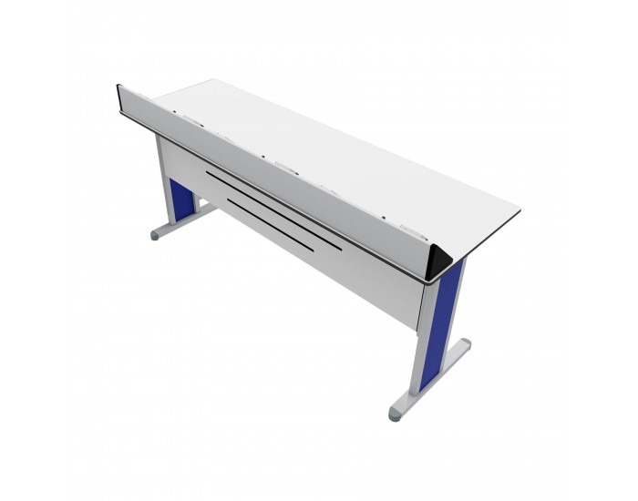 Ученическа маса RFG Flat, лабораторна, над VII клас, 180 х 60 х 75 cm, синьо-бяла