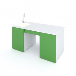 Учителска маса RFG, лабораторна, 160 х 70 х 75 cm, HPL плот, зелено-бяла - Rfg