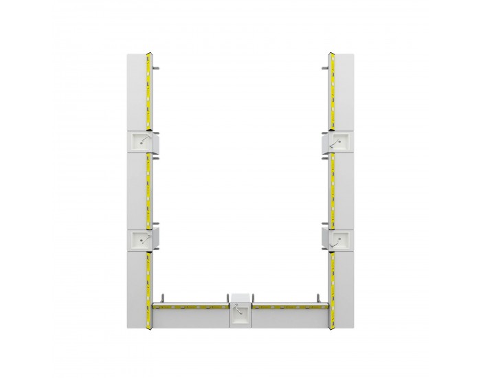 Ученическа маса RFG Flat, лабораторна, над VII клас, 180 х 60 х 75 cm, HPL плот, метални крака, жълто-бяла, сглобена мостра