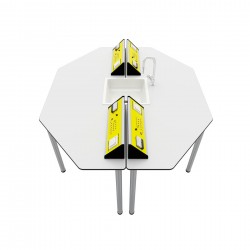Ученическа маса RFG Hexa, лабораторна, над VII клас, 170 х 140 х 75 cm, жълто-бяла - Rfg