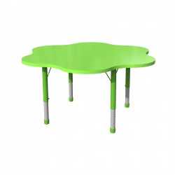 Ученическа маса RFG Flower, с регулируема височина, от 3 до 8 години, 1200 х 1200 х 370-620 mm, MDF, зелена - Rfg