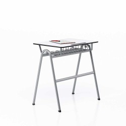 Ученическа маса RFG Letme, единична, 700 х 500 х 750 mm, HPL, бял плот, сив метал - Rfg