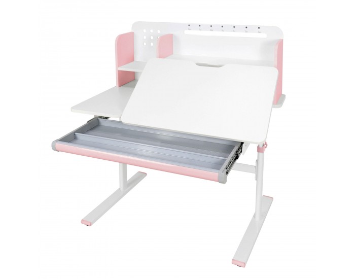 Бюро RFG с регулируема височина Ergo Light 1003A, MDF плот, метални крака, розово