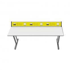 Ученическа маса RFG Flat, лабораторна, над VII клас, 180 х 60 х 75 cm, метални крака, жълто-бяла - Rfg