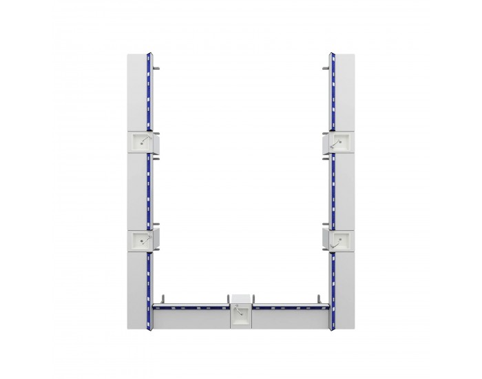 Ученическа маса RFG Flat, лабораторна, над VII клас, 180 х 60 х 75 cm, HPL плот, метални крака, синьо-бяла