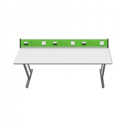Ученическа маса RFG Flat, лабораторна, над VII клас, 180 х 60 х 75 cm, метални крака, зелено-бяла - Rfg