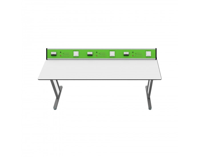 Ученическа маса RFG Flat, лабораторна, над VII клас, 180 х 60 х 75 cm, метални крака, зелено-бяла