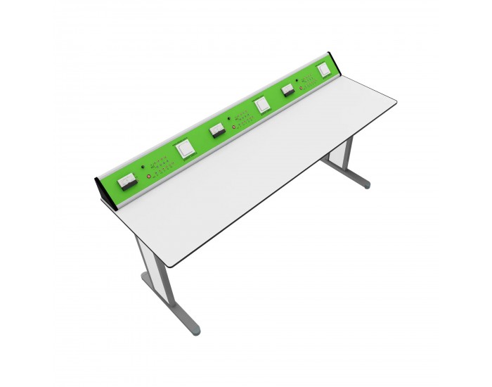Ученическа маса RFG Flat, лабораторна, над VII клас, 180 х 60 х 75 cm, метални крака, зелено-бяла