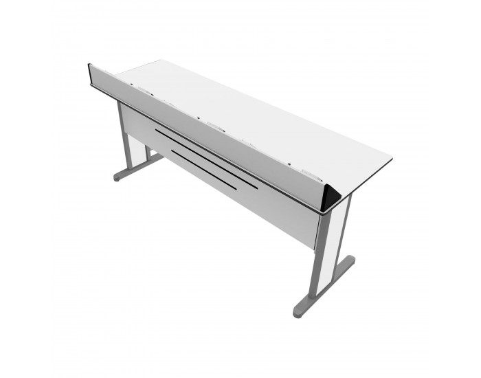 Ученическа маса RFG Flat, лабораторна, над VII клас, 180 х 60 х 75 cm, метални крака, зелено-бяла