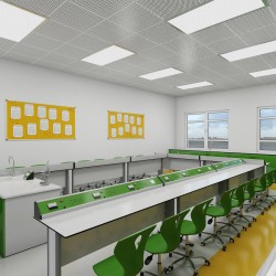 Кабинет по физика RFG Flat, над VII клас, за 24 ученика, HPL плот, метални крака, бяло-зелен - Rfg