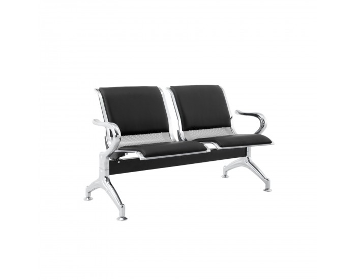 Посетителска пейка RFG Берн, с 2 места, екокожа, метални крака, 1230 х 680 х 770 mm