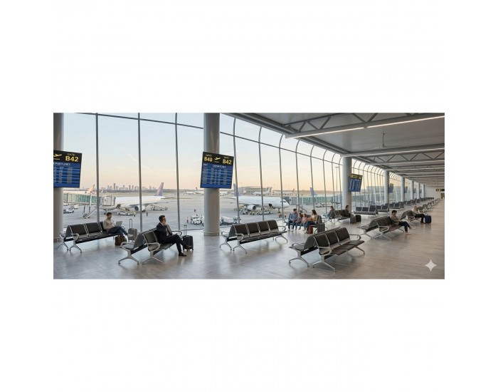 Посетителска пейка RFG Берн, с 2 места, екокожа, метални крака, 1230 х 680 х 770 mm