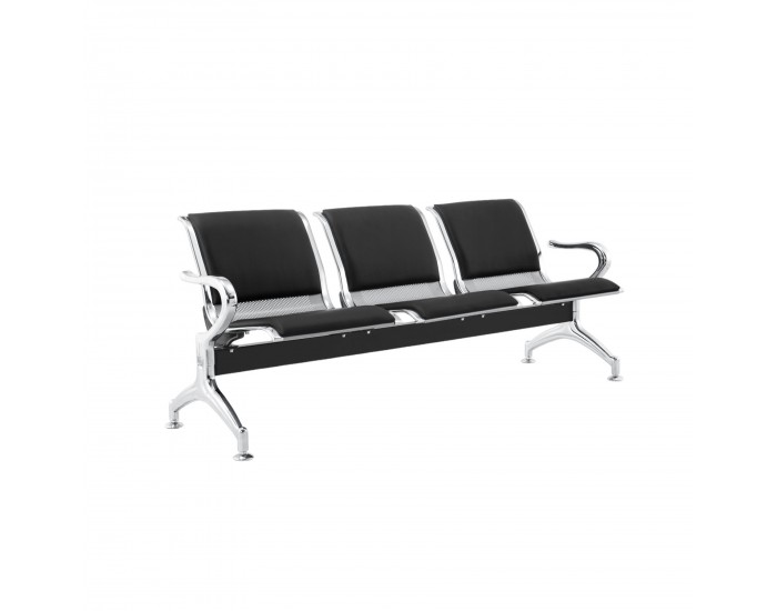 Посетителска пейка RFG Берн, с 3 места, екокожа, метални крака, 1800 х 680 х 770 mm