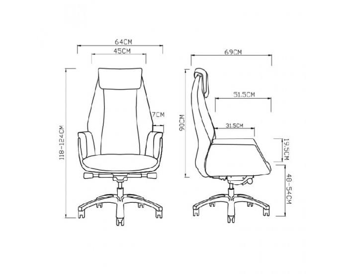 Кресло RFG EOOS, работно, екокожа, до 150 kg, черна седалка, черна облегалка
