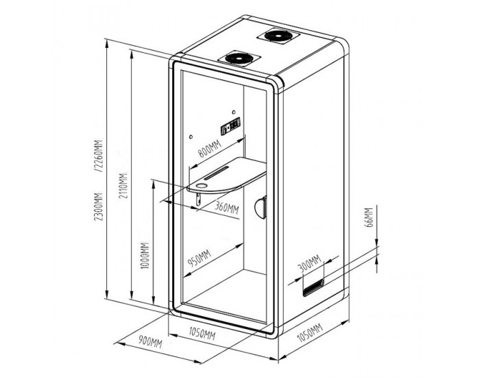 RFG Шумоизолираща акустична кабина Flexi One, 1050 х 1050 х 2240 mm, сива
