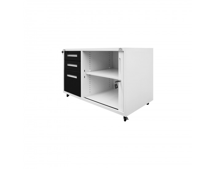 Контейнер RFG, с шкаф с ролетна врата, метален, 100 х 50 х 65 cm, графит и бяло