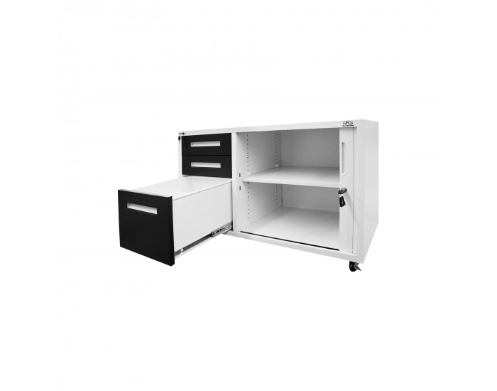 Контейнер RFG, с шкаф с ролетна врата, метален, 100 х 50 х 65 cm, графит и бяло