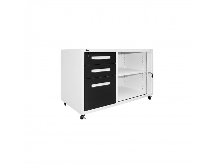 Контейнер RFG, с шкаф с ролетна врата, метален, 100 х 50 х 65 cm, графит и бяло