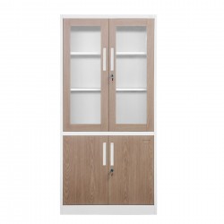 Шкаф RFG, медицински, със стъклени врати, 900 х 400 х 1850 mm, кехлибарен дъб и бяло - Rfg