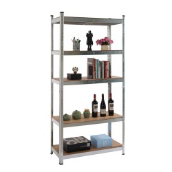 Стелаж RFG, метален, с 5 рафта, 900 х 400 х 1800 mm, MDF, до 175 kg - Rfg