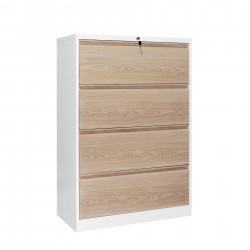 Кардекс RFG, метален, 2 x 4 чекмеджета, 900 х 450 х 1331 mm, кехлибарен дъб и бяло - Мебели от метал