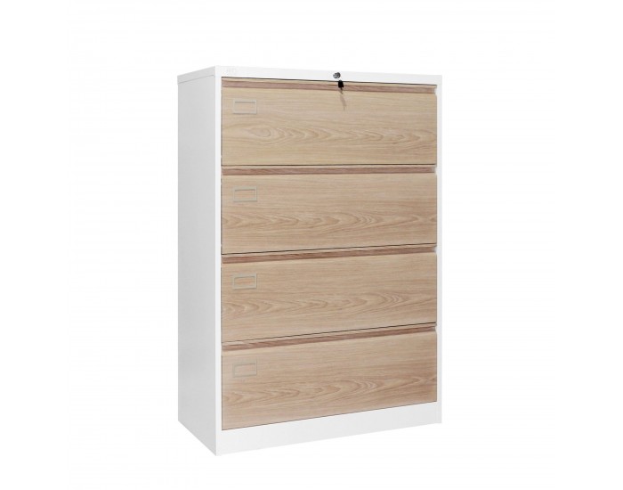 Кардекс RFG, метален, 2 x 4 чекмеджета, 900 х 450 х 1331 mm, кехлибарен дъб и бяло