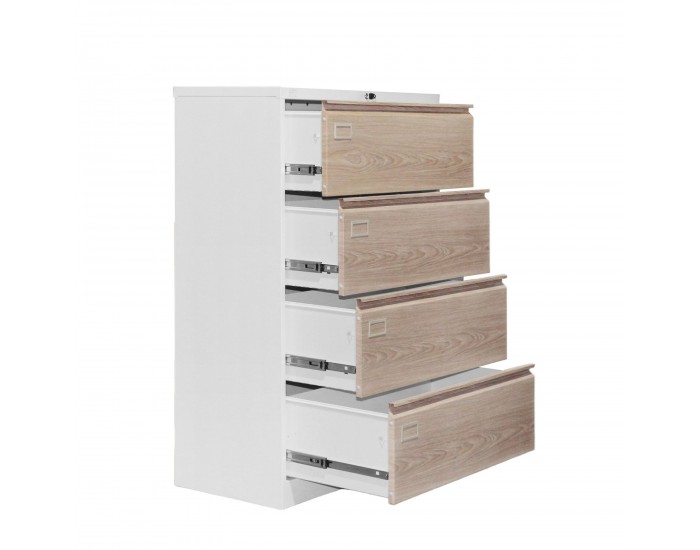 Кардекс RFG, метален, 2 x 4 чекмеджета, 900 х 450 х 1331 mm, кехлибарен дъб и бяло