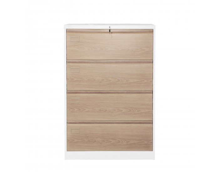 Кардекс RFG, метален, 2 x 4 чекмеджета, 900 х 450 х 1331 mm, кехлибарен дъб и бяло
