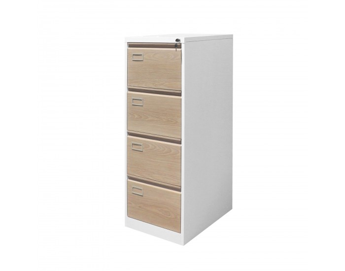 Кардекс RFG, метален, 1 x 4 чекмеджета, 452 х 620 х 1331 mm, кехлибарен дъб и бяло