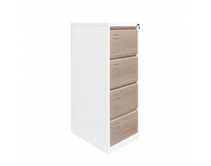 Кардекс RFG, метален, 1 x 4 чекмеджета, 452 х 620 х 1331 mm, кехлибарен дъб и бяло